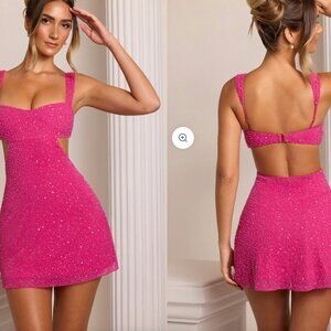 NWT Oh Polly Emilion Embellished Cut Out Mini Dress in Fuschia